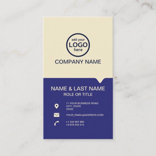 モダンプロフェッショナル2色でロゴを追加 名刺 (正面)