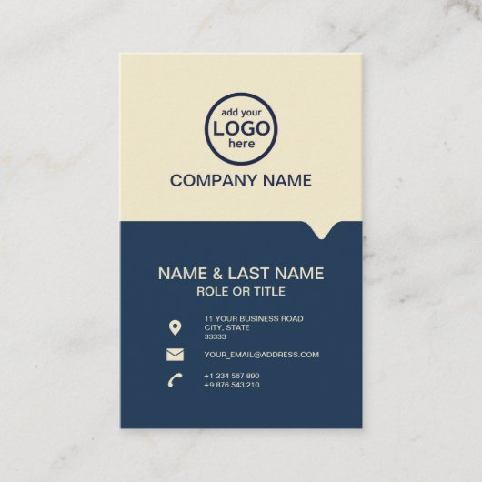 モダンプロフェッショナル2色でロゴを追加 名刺 (正面)