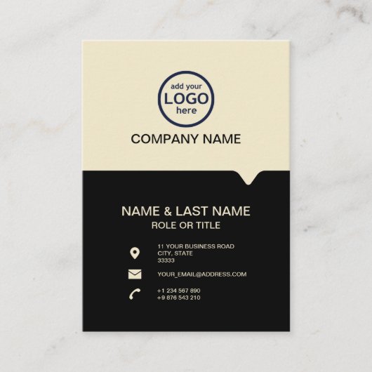 モダンプロフェッショナル2色でロゴを追加 名刺 (正面)