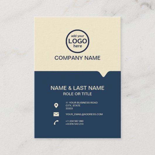 モダンプロフェッショナル2色でロゴを追加 名刺 (正面)