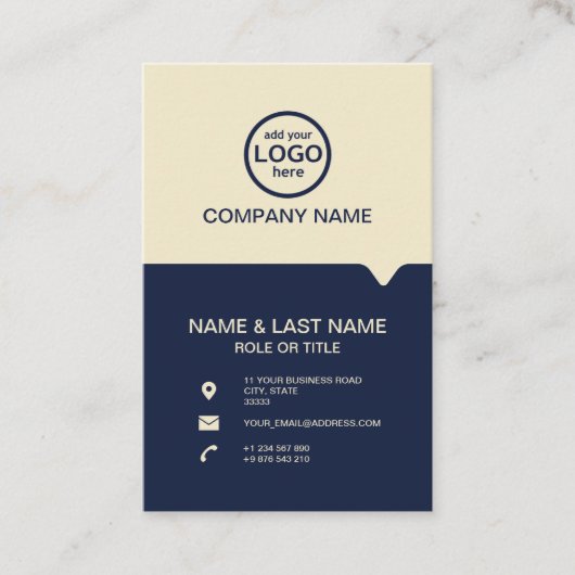 モダンプロフェッショナル2色でロゴを追加 名刺 (正面)