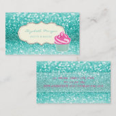 モダンプロフェッショナル、グリッター《写真》ぼけ味、カップケーキ 名刺 (正面/裏面)