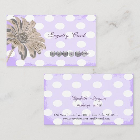 モダンプロフェッショナル,点々のある,花ロイヤリティカード ロイヤリティカード (正面/裏面)