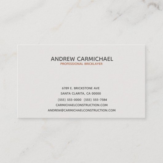 モダンプロフェッショナルBricklayer Builder 名刺 (裏面)