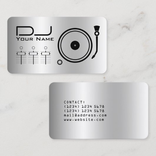 モダンプロフェッショナルDJプレーヤー金属 名刺 (正面/裏面)
