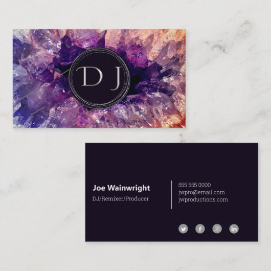 モダンプロフェッショナルDJメタリックQuartz 名刺 (正面/裏面)
