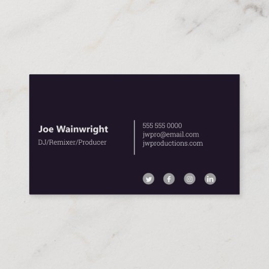 モダンプロフェッショナルDJメタリックQuartz 名刺 (裏面)