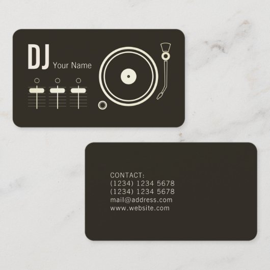 モダンプロフェッショナルDJレコードプレーヤーカバー 名刺 (正面/裏面)