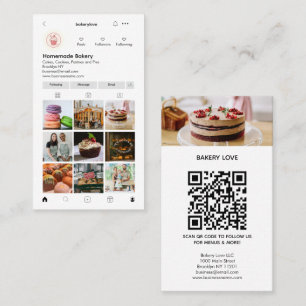 モダンプロフェッショナルInstagram写真QRコードベーカリー 名刺
