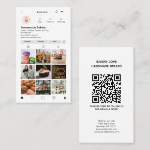 モダンプロフェッショナルInstagram写真QRコードベーカリー 名刺