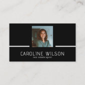 モダンプロフェッショナルQRコードのロゴ黒 名刺 (正面)