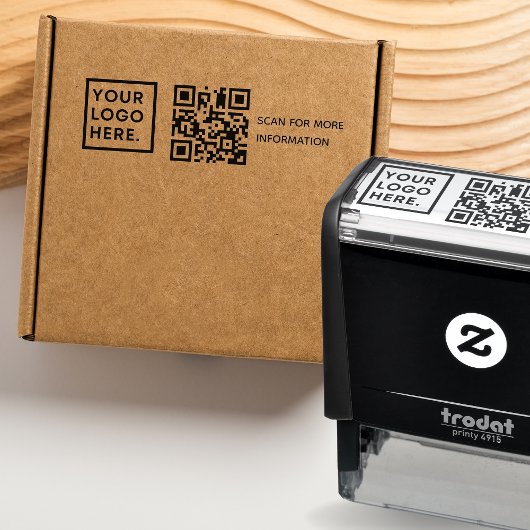 モダンプロフェッショナルQRコードカスタムビジネスロゴ セルフインキングスタンプ
