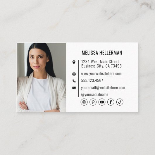 モダンプロフェッショナルQRコード写真あなたのロゴ 名刺 (裏面)