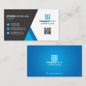 モダンプロフェッショナルQRコード – 青 名刺 (正面/裏面)