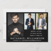 モダンプロモデル俳優3枚写真コンポジットカード 招待状 (正面)