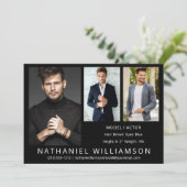 モダンプロモデル俳優3枚写真コンポジットカード 招待状 (スタンド正面)