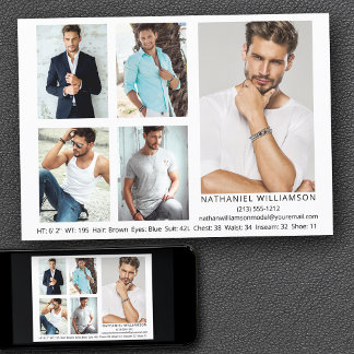 モダンプロモデル俳優5枚写真コンポジットカード 招待状