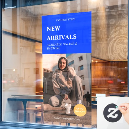 モダンプロモーションフォトブルービジネス広告 ウィンドウサイン (カフェ窓)