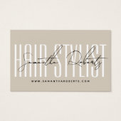 モダンヘアスタイリストの手書き体タイポグラフィギフトカード (正面)