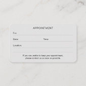 モダンヘアスタイリストアポイントメント青 名刺 (裏面)