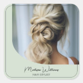 モダンヘアスタイリストサロンカスタムフォトスクリプト スクエアシール (正面)
