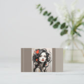 モダンヘアスタイリストシック美しいサロン化粧品 名刺 (スタンド正面)