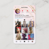 モダンヘアスタイリストピンク大理石金ゴールドインスタグラム 名刺 (正面)