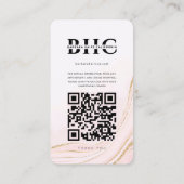 モダンヘアスタイリストピンク大理石金ゴールドインスタグラム 名刺 (裏面)