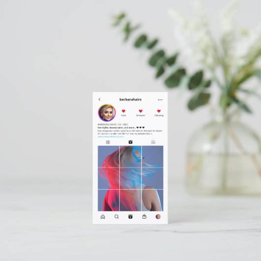 モダンヘアスタイリストヘア美しいサロンInstagram QR 名刺 (スタンド正面)