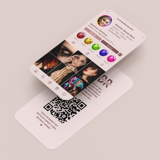 モダンヘアスタイリストモノグラムピンクインスタグラム 名刺