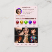 モダンヘアスタイリストモノグラムピンクインスタグラム 名刺 (正面)