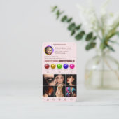 モダンヘアスタイリストモノグラムピンクインスタグラム 名刺 (スタンド正面)