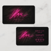 モダンヘアスタイリスト熱ピンクネオン 名刺 (正面/裏面)