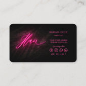 モダンヘアスタイリスト熱ピンクネオン 名刺 (裏面)