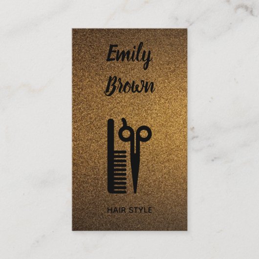 モダンヘアスタイリスト銅金ゴールドプロフェッショナル 名刺 (正面)
