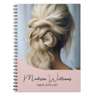 モダンヘアスタイリスト サロン カスタムフォト スクリプト ピンク ノートブック