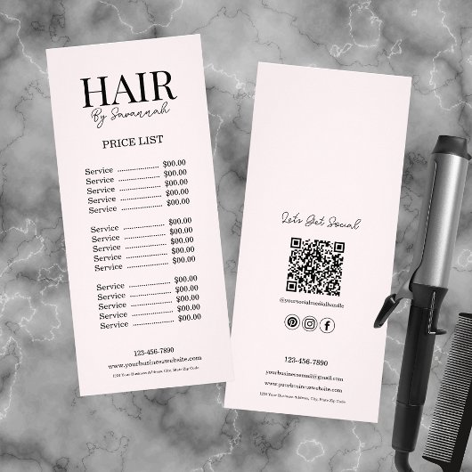 モダンヘアスタイリスト ピンクブラッシュ価格表 ラックカード