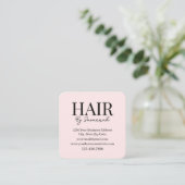 モダンヘアスタイリスト ピンクブロッシュQRコード スクエア名刺 (スタンド正面)