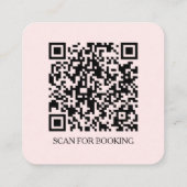 モダンヘアスタイリスト ピンクブロッシュQRコード スクエア名刺 (裏面)