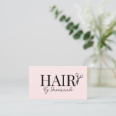 モダンヘアスタイリスト ピンクブロッシュQRコード 名刺 (スタンド正面)
