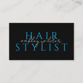 モダンヘアスタイリスト ブラック ブルーQRコード 名刺 (正面)