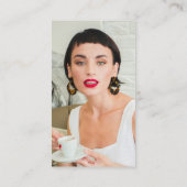 モダンヘアメイクアーティスト フェイクリネン スクリプト 写真入り 名刺 (裏面)
