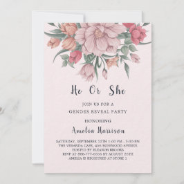 モダンベイビーインブルーム性別お披露目(He & She) 招待状