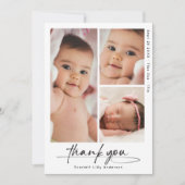 モダンベビーありがとうシンプル3 Photo Collage サンキューカード (正面)