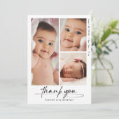 モダンベビーありがとうシンプル3 Photo Collage サンキューカード (スタンド正面)