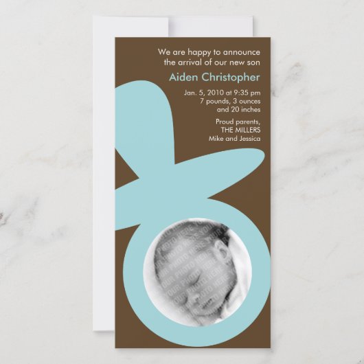 モダンベビーのお知らせ – Blue Pacifier 案内状 (正面)