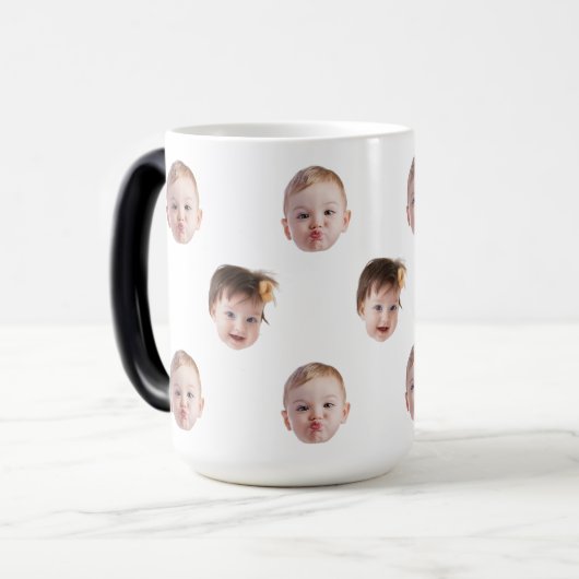 モダンベビーカスタム子ママおばあちゃんパパ顔ギフト モーフィングマグカップ (正面左)