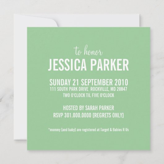 モダンベビーシャワー招待状 招待状 (裏面)