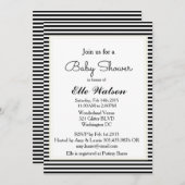 モダンベビーシャワー招待状、白黒ストライプ 招待状 (正面/裏面)