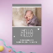 モダンベビータイポグラフィフォト誕生 案内状